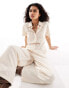 Reclaimed Vintage linen jumpsuit with drawstrings in neutral Бежевый, 40 - фото #4