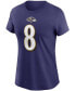 ფოტო #3 პროდუქტის Women's Lamar Jackson Purple Baltimore Ravens Name Number T-shirt