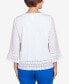 Фото #3 товара Women's Tradewinds Eyelet Trim with Necklace Flutter Sleeve Top