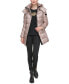 Karl Lagerfeld Womens Shine Hooded Short Belted Puffer Coat