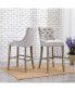 Фото #7 товара 29" Linen Tufted Buttons Upholstered Wingback Bar Stool (Set of 2)