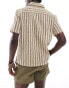 Bershka detail stripe textured shirt in khaki