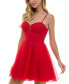 Фото #3 товара Juniors' Sweetheart-Neck Pleated Mesh Dress