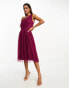 Anaya Bridesmaid tulle one shoulder midi dress in berry