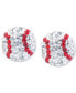 ფოტო #1 პროდუქტის Crystal Baseball Stud Earrings in Sterling Silver