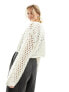 Bershka open knit bell sleeve jumper in ecru XS/S - фото #7