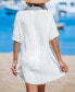 Women's White Plunging Collared Neck Twist Cover-Up Beach Dress
