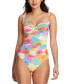 Bleu Rod Beattie Fresh Picks Shirred Underwire One-Piece Swimsuit, 6, Multi