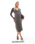 Фото #1 товара Mamalicious Maternity long sleeve jersey midi dress in brown