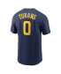 Men's Brice Turang Navy Milwaukee Brewers Name Number T-Shirt Синий, L - фото #2