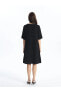 Фото #4 товара Платье женское LC WAIKIKI Grace Блузка-платье с отложным воротником, прямое, с коротким рукавом, из льновидного материала
