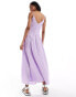 ASOS DESIGN Tall full skirt midi crinkle sundress in lilac