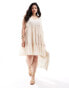 Фото #2 товара Vero Moda Curve tie shoulder tiered beach mini dress in cream