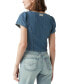 Фото #2 товара Women's Opehlia Denim Puff-Sleeve Corset Top