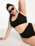 ASOS DESIGN Curve mix and match crinkle high leg high waist bikini bottom in black