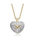 Фото #1 товара Sterling Silver White and 14K Gold Plated with White Cubic Zirconia Thick Ribbon Pendant