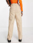 COLLUSION Unisex Y2K twill utility trousers with seam detail in stone