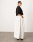 ASOS EDITION ultra wide leg linen mid rise pleat front trouser in white weiß, 36 - фото #7