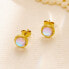 Фото #3 товара Glittering gold-plated earrings with synthetic moonstone