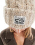 Levi's speckled cable knit pom pom beanie with patch logo in beige