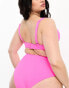 ASOS DESIGN Curve mix and match high waist bikini bottom in bright pink