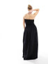 Esmee bandeau beach maxi dress with shirred waist in black