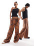 COLLUSION Unisex check wide leg trousers in orange Оранжевый, S - фото #1