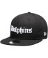 ფოტო #1 პროდუქტის Men's Black Miami Dolphins Gothic Script 9FIFTY Adjustable Snapback Hat