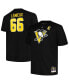 Фото #1 товара Men's Mario Lemieux Black Pittsburgh Penguins Big and Tall Captain Patch Name and Number T-shirt