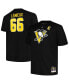 ფოტო #1 პროდუქტის Men's Mario Lemieux Black Pittsburgh Penguins Big and Tall Captain Patch Name and Number T-shirt