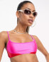 South beach crop style bikini top in pink and red