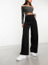 ASOS DESIGN wide leg jersey suit trouser in black