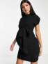 Фото #2 товара Closet London Maternity belted tie waist mini dress in black