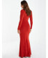 Фото #3 товара Women's Maxi Dress With Long Sleeves And Ruching Detail