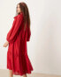 Sister Jane bow shirt midaxi dress in red