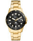 ფოტო #1 პროდუქტის Men's Blue Dive Three-Hand Date Gold-Tone Stainless Steel Watch 42mm