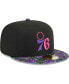 Фото #5 товара Men's Black Philadelphia 76ers Dark Fantasy Neon Lotus Flower 59FIFTY Fitted Hat