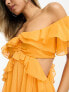 ASOS DESIGN ruffle cut out off the shoulder mini dress in orange