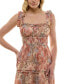 ფოტო #4 პროდუქტის Juniors' Tie-Shoulder Floral-Print Smocked-Waist Dress