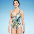 Фото #1 товара Women's Plunge Ring Detail One Piece Swimsuit - Shade & Shore Multi Tropical