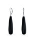 Simple Black Natural Onyx Elongated Teardrop Lever Back Dangle Earrings For Women Sterling Silver