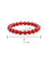 Фото #5 товара Simple Plain Stacking Round Coral Red Stone Ball Bead Stackable Strand Stretch Bracelet For Women 8MM