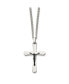 ფოტო #3 პროდუქტის Polished Black IP-plated Crucifix Pendant Curb Chain Necklace