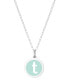 Фото #36 товара Auburn Jewelry mini Initial Pendant Necklace in Sterling Silver and Mint Enamel, 16" + 2" Extender