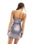 Фото #4 товара Noisy May cami mini dress in holographic silver