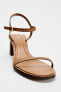 TOPSTITCHED HIGH-HEEL LEATHER SANDALS