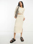 Фото #1 товара ASOS DESIGN knitted maxi skirt in textured ladder stitch in cream co-ord