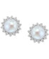 ფოტო #4 პროდუქტის EFFY® Cultured Freshwater Pearl (7mm) & Diamond (1/10 ct. t.w.) Stud Earrings in Sterling Silver