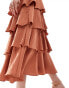 Фото #4 товара Pretty Lavish textured tiered midaxi dress in tan blush