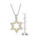 Фото #3 товара Sterling Silver White Gold Plated Yellow Cubic Zirconia Open Star Necklace